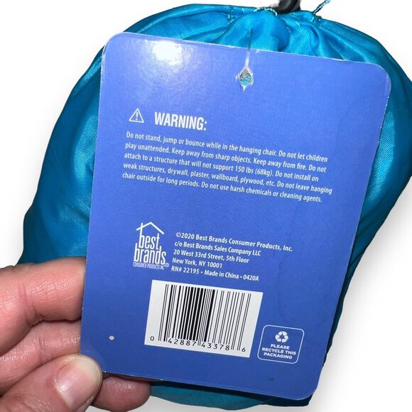 Best Brands Indoor Outdoor Hanging Chair Hammock Chair Kids Blue Green - Picture 3 of 6